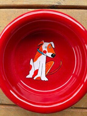 Unique enamelware large  dog bowl imported from Czech Republic